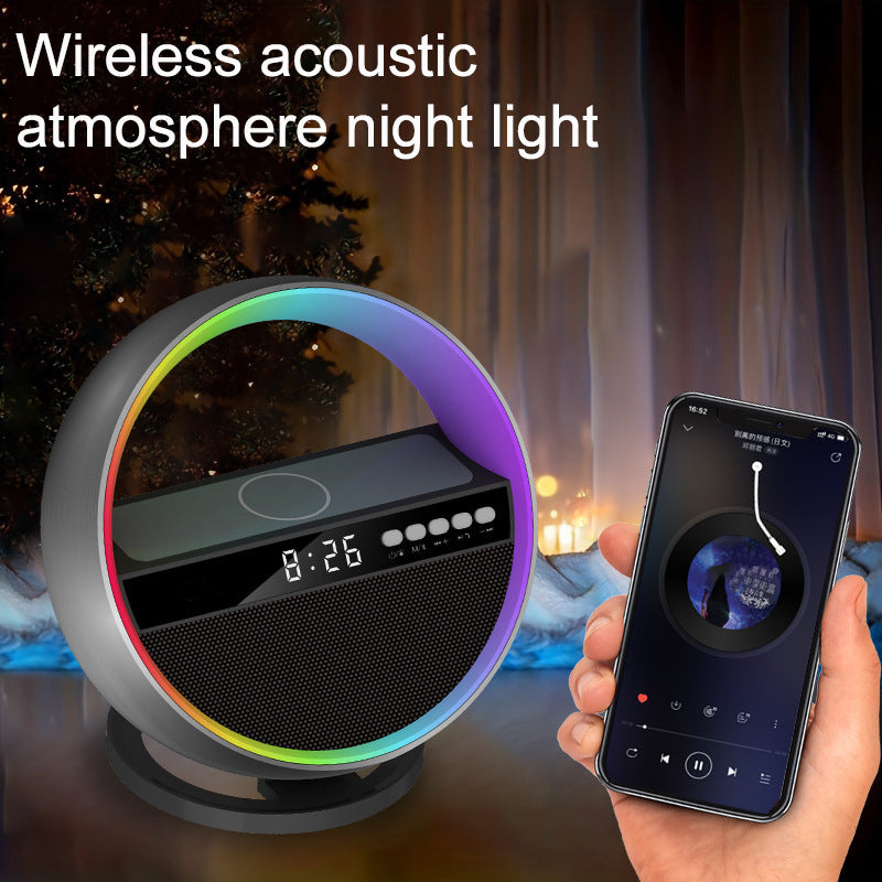 Nueva luz nocturna RGB multifunción, cargador inalámbrico, altavoz compatible con Bluetooth, luz ambiental grande G, decoración del hogar